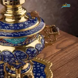 سرویس سماور برنجی دکوری 3 لیتری پرداز با روکش پلی استر