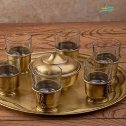 سرویس سماور زغالی سنگین وزن 6 لیتری شش ضلعی دسته ماهی