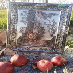 سینی دکوری قلمزنی مسی ریز قلم چهره سیاه قلم 