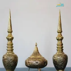 سرویس سماور، تنگ شاخدار و گز خوری 200 مثقالی طرح اسلیمی