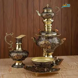 سرویس سماور زغالی اعیانی و پرکار برنجی 6 لیتری