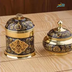 سرویس سماور زغالی اعیانی و پرکار برنجی 6 لیتری