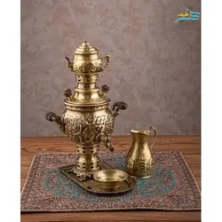 سرویس سماور زغالی قلمزنی 1 لیتری روکش نانو طرح هخامنشی