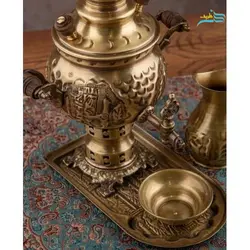 سرویس سماور زغالی قلمزنی 1 لیتری روکش نانو طرح هخامنشی