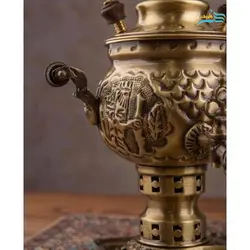 سرویس سماور زغالی قلمزنی 1 لیتری روکش نانو طرح هخامنشی