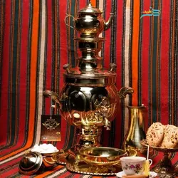 سماور برنجی 6 لیتری طرح آینه توپی ورق یک میل کیفیت بالا