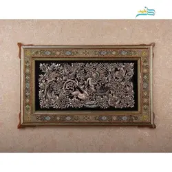 تابلو قلمزنی دست اعلاء مسی 67 در 107 سانتیمتر با قاب خاتم