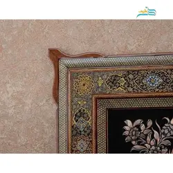 تابلو قلمزنی دست اعلاء مسی 67 در 107 سانتیمتر با قاب خاتم