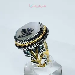 انگشتر تمام دستساز طلا نقره با نگین شجر کلکسیونی