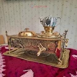 منقل سماوری قلمزنی برنجی زغالی قلم دست گل و مرغ
