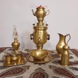 سماور زغالی برنجی 3 لیتری استوانه ای ساده و خوش ساخت