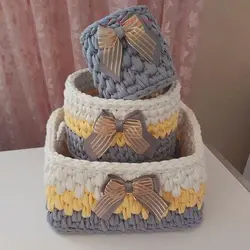 ست سبد تریکو نظم دهنده منزل دست بافت با رنگ و طرح دلخواه