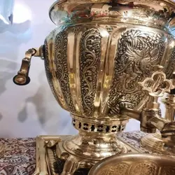 سرویس سماور قلمزنی زغالی برنجی 7 لیتری با ورق ضخیم و کیفیت عالی