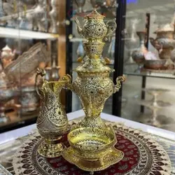 سرویس سماور برنجی قلمزنی 3 لیتری ریز قلم کلکسیونی و با کیفیت