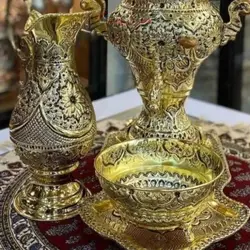 سرویس سماور برنجی قلمزنی 3 لیتری ریز قلم کلکسیونی و با کیفیت