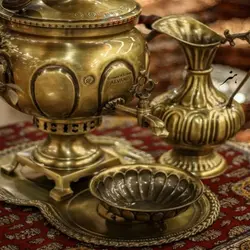 سرویس سماور برنجی 6 لیتری آنتیک شده و نانو شده رنگ ثابت