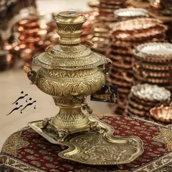 سرویس سماور برنجی 5 لیتری آنتیک شده و قلم دست اعلاء