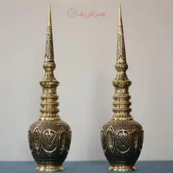 سرویس سماور 6 لیتری برنجی قلمزنی طرح اسلیمی همراه تنگ شاخدار