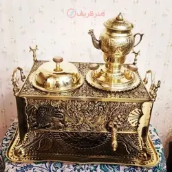 منقل سماوری برنجی قلمزنی دست اعلاء با ورق ضخیم
