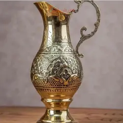 سرویس سماور برنجی 5 لیتری قلمزنی اسلیمی با آبکاری طلایی