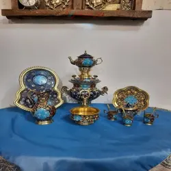 سماور ذغالی برنجی نقاشی مدل تدهیب با طرح های متنوع