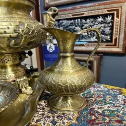 سرویس سماور گازی قلمزین برنجی 6 لیتری ورق ضخیم و کاربردی