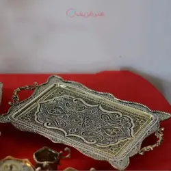 سرویس سماور برنجی تزئینی 4 لیتری و چایخوری قلمزنی اعلاء طرح اسلیمی