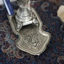 سماور برنجی تزئینی 3 لیتری روکش نقره قلمزنی اعلاء اسلیمی