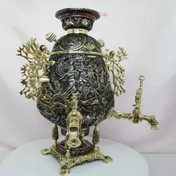 سماور زغالی ۸ لیتری مدل جام گل و مرغ، گل و بوته، نقوش حیوانی، اسلیمی با موضوع بزم