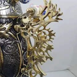 سماور زغالی برنجی ۸ لیتری مدل جام، نقوش ختایی، اسلیمی و بزم