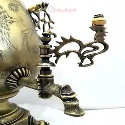 سماور برنجی زغالی ۶ لیتری مدل جام دسته توری خوشه ای جدید