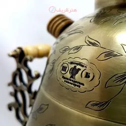 سماور برنجی زغالی ۶ لیتری مدل جام دسته توری خوشه ای جدید