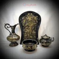 سماور برنجی زغالی ۶ لیتری مدل جام با سرویس ۴ تیکه ی خاص