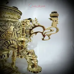 سماور ۸ لیتری مدل عدسی کله شیر خروسی مینیاتوری قلمزنی شده نقش خدایان یونان