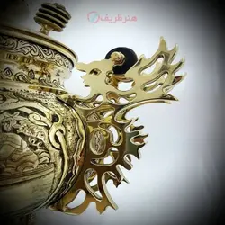 سماور ۸ لیتری مدل عدسی کله شیر خروسی مینیاتوری قلمزنی شده نقش خدایان یونان