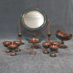 ست هفت سین مسی فیروزه کوب شده درجه یک