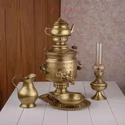 سرویس سماور برنجی ٦ لیتری روکش نانو