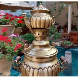 سرویس سماور قلمزنی برنجی ٣ لیتری فوق سنگین