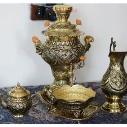 سرویس سماور قلمزنی برنجی ٣ لیتری رنگ ثابت با ضمانت