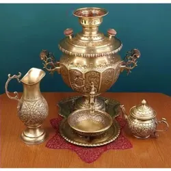 سرویس سماور زغالی برنجی قلمزنی ٧ لیتری فوق سنگین