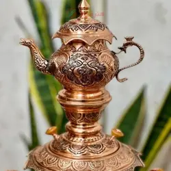 سرویس سماور قلمزنی مسی ٤/٥ لیتری زغالی و برقی سیاه قلم