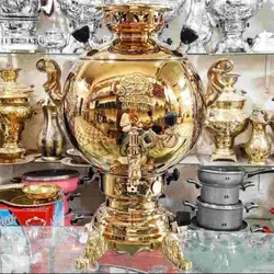 سماور گازی آب طلا برنجی 3 لیتری رنگ ثابت