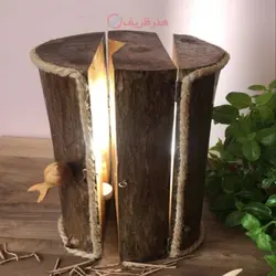 چراغ و جاشمعی چوب گردو پوشش داده شده با روغن مخصوص