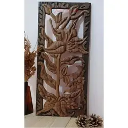 تابلو منبت کاری طرح گل دو رنگ چوب نارون