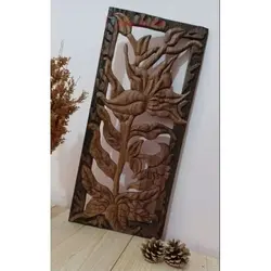 تابلو منبت کاری طرح گل دو رنگ چوب نارون