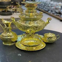 سرویس سماور برنجی 8 لیتری 5 تکه با رنگ ثابت