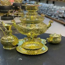 سرویس سماور برنجی 8 لیتری 5 تکه با رنگ ثابت