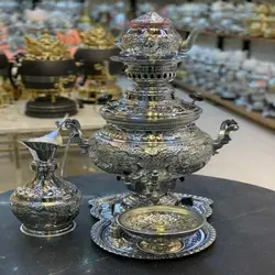 سرویس کامل سماور زغالی و گازی 8 لیتری رنگ ثابت