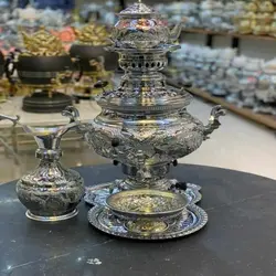 سرویس کامل سماور زغالی و گازی 8 لیتری رنگ ثابت