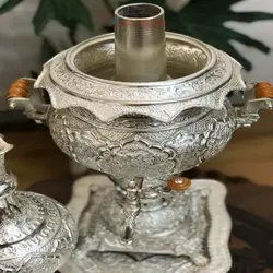 سرویس سماور ۶ لیتری پرکار و خاص با قلمزنی گل و مرغ
